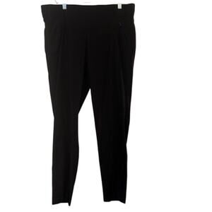 Ann Klein Black Flat Front Pants Slacks 10 Zipper Pockets Pull On